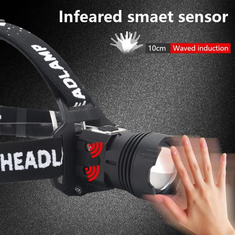 

Portable Searchlight P100 Lamp Beads USB Output Head-mounted Zoom Headlight Long Battery Life Hand Induction Exploration Patrol