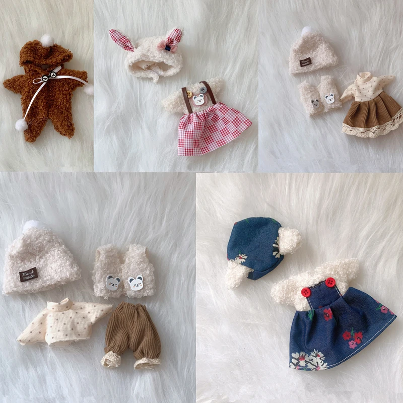 

New 16-19CM Doll Clothes for 1/12 BJD Doll Cute Bunny Hat Dress Skirt Outfit Fashion Dress Up for Girl Toy Accessories Gift