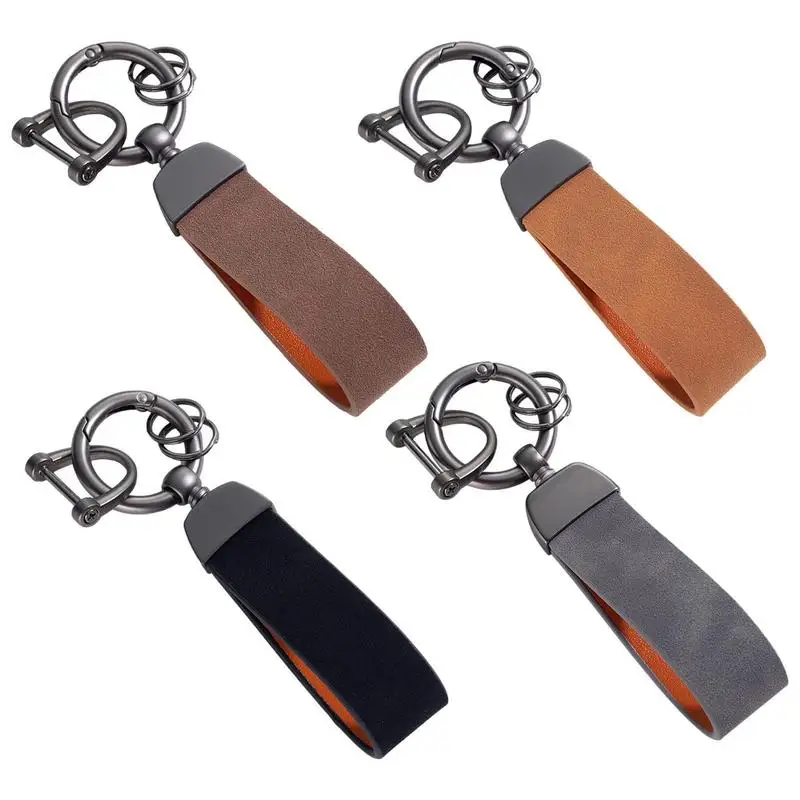 

Suede Leather Car Keychain High-End Unisex Metal Keychain Decoration Anti-Scratch Zinc Alloy Key Ring with Suede Leather