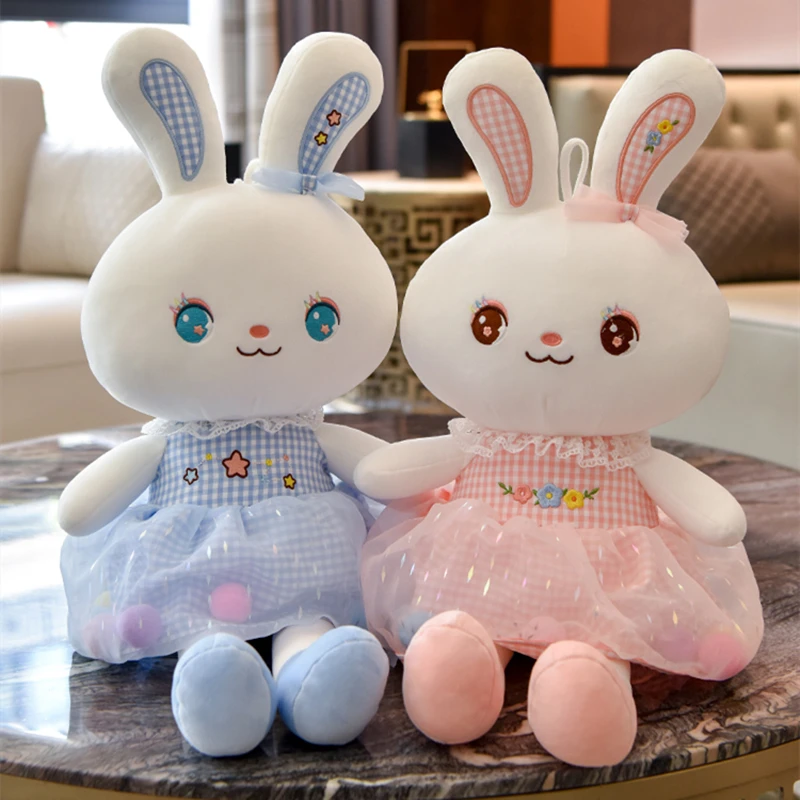 

45-110cm Lovely Rabbit Plush Toy Hug Pillow Stuffed Animals Lolita Dress Rabbit Doll Cute Smiling Rabbit Plushies Birthday Gifts