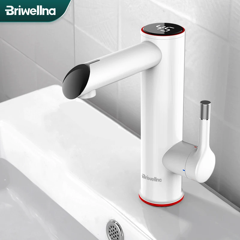 Briwellna Instant Warer Heater Flowing Electric Faucet 2 in 1 Basin Faucet Flow Heater 220V Tankless Water Heating Tap For Home