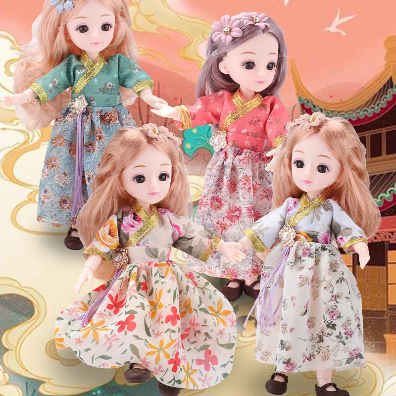 

30cm BJD Chinese Style Doll 13 Movable Joints 3D Real Eye Dress Up 1/6 Cute and Exquisite Princess Set Girl Toy Birthday Gift