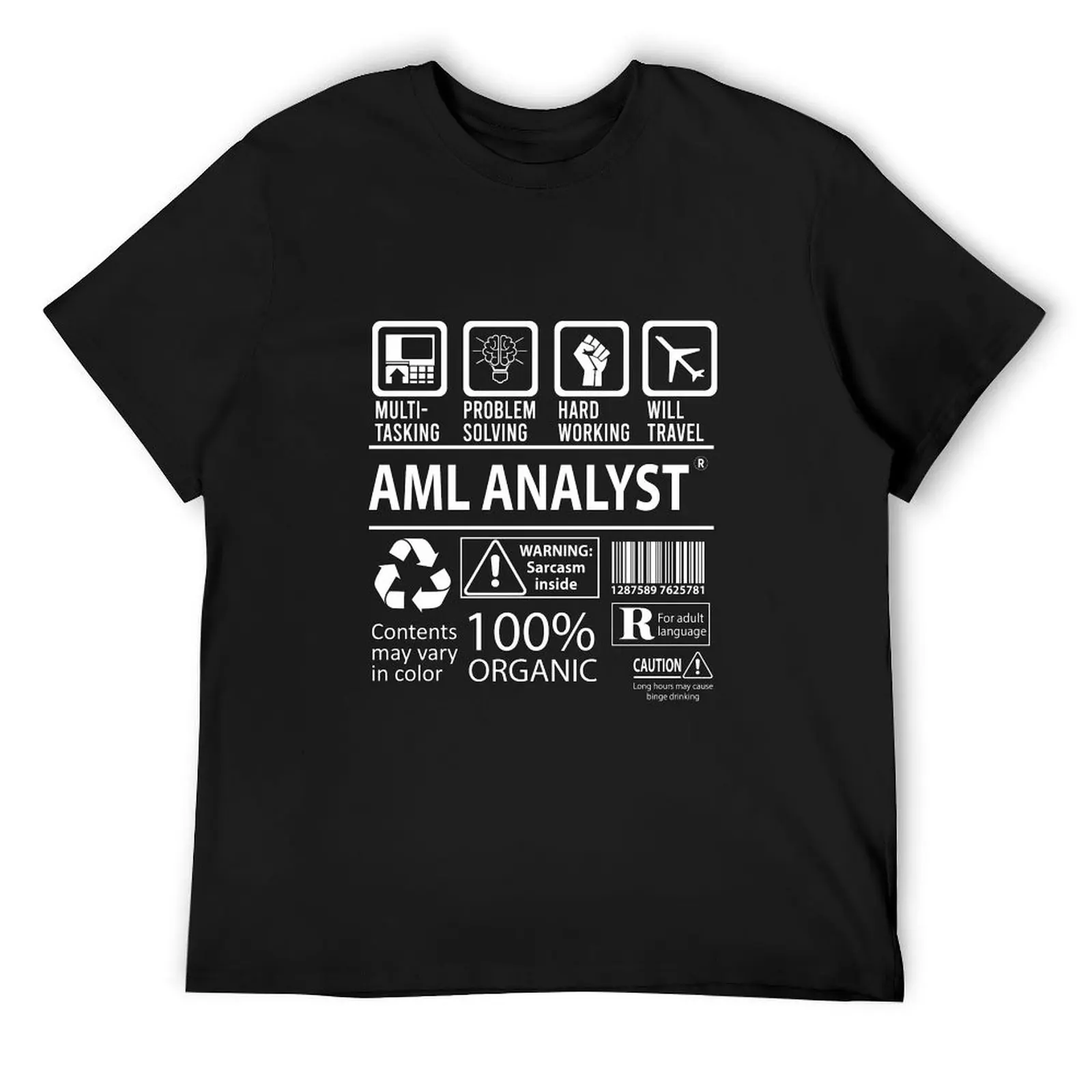 Футболка с аналитом Aml - футболка Multitasking Job Gift Item летний топ черная мужская одежда