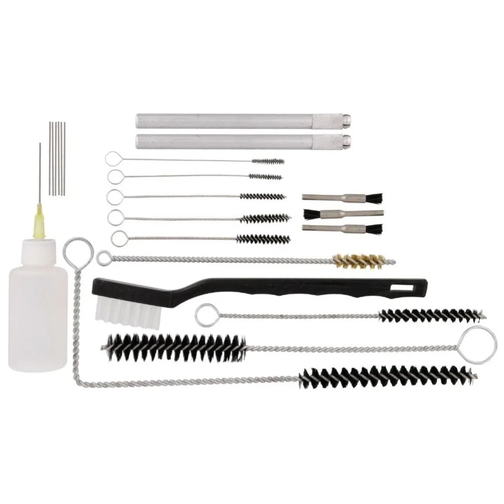 

Airbrush Special Lubricating Detail Set Long Handled Angle Brush 23pcs Airbrush SprayGun Cleaning Brush Set Metal