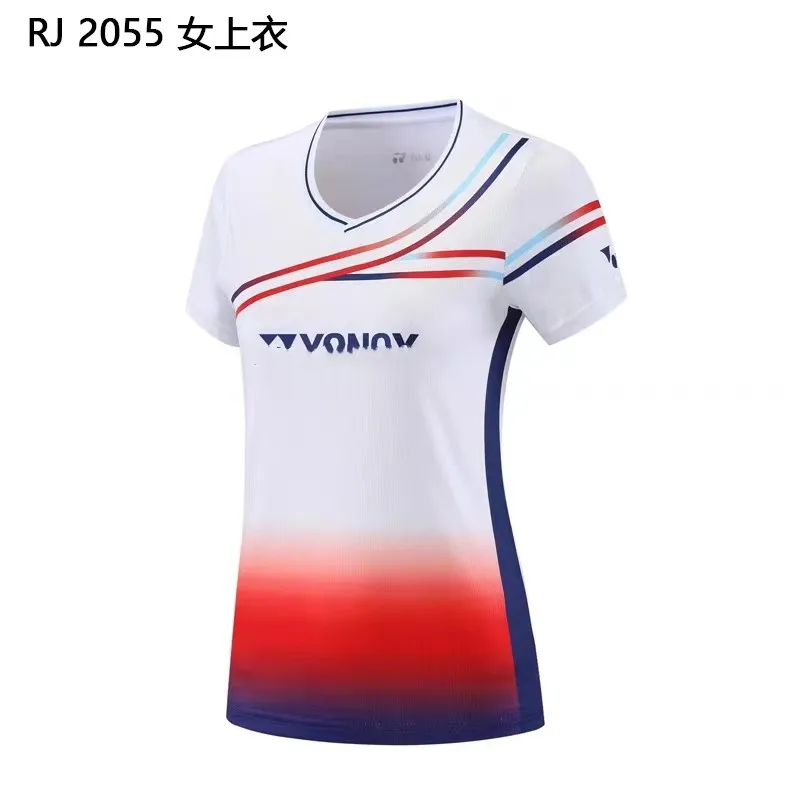 YY Half Sleeve T-shirt V Neck White Badminton Clothes for Men And Women Outdoor Sports Quick Qry Sweat Absorption
