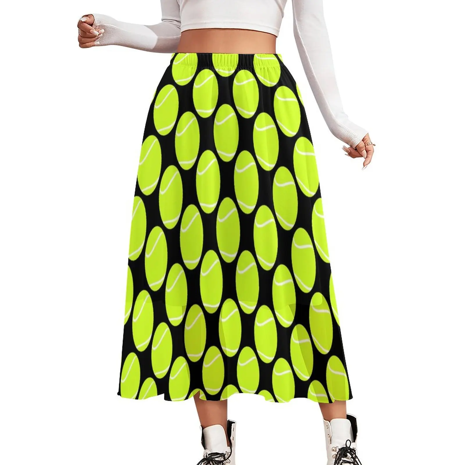 

Tennis Ball Skirt Tennis Player Aesthetic Long Skirts Cute A-line Skirt Womens Pattern Oversized Clothes
