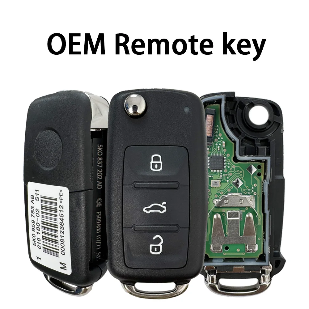 

Оригинальный дистанционный откидной OEM-ключ, встроенный чип 48 для VW GOLF PASSAT Tiguan Polo Jetta Beetle Skoda Seat Car 5K0837202AD 202Q H C