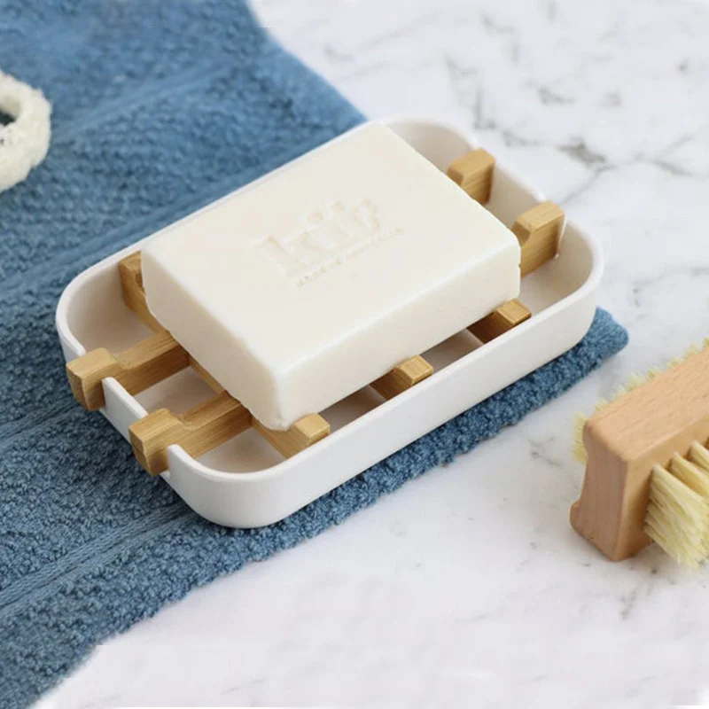 

Bamboo Soap Holder Bathroom Soap Dish with Drain Water Detachable Easy Clean Bamboo Fiber Soap Container Box Bathroom Supplies