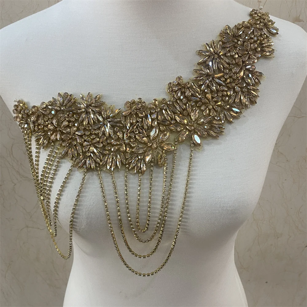 1шт. Горячий накладной аппликация с ринестонами для свадебного платья, вечернего наряда. Дизайн с бриллиантами.