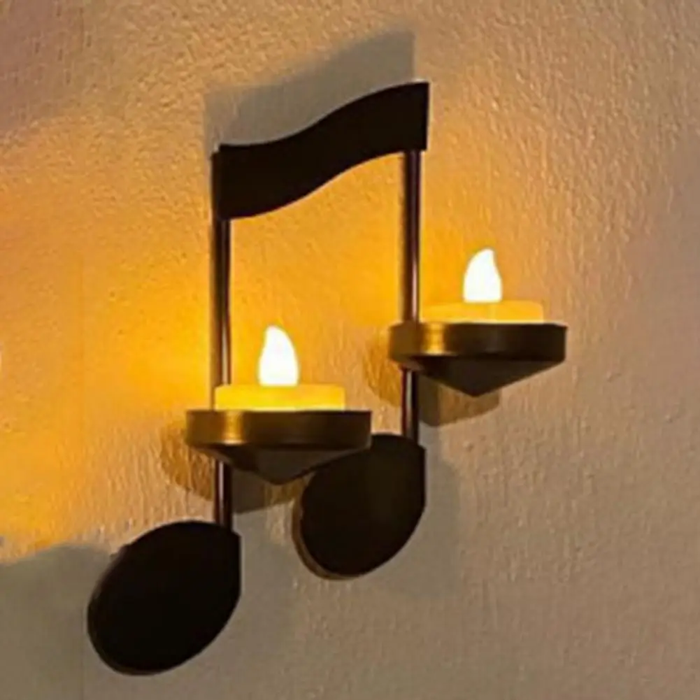 Handcrafted Music Note Candle Holders Elegant Wall Sconces For Home Decor With Anti-rust Finish Metal