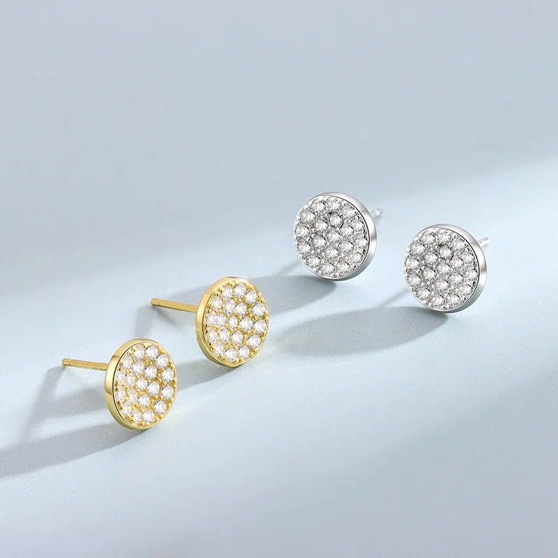 

OLIVINE новые модные серьги-гвоздики в минималистичном стиле с круглыми дисками и вставками из фианита 4A