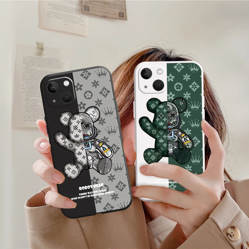 

Cartoon Violent Bear New Phone Case For iPhone 11 12 Pro Max 13Mini Camera Protection XS X XR 7 8 Plus 2022 Silicone Shockproof