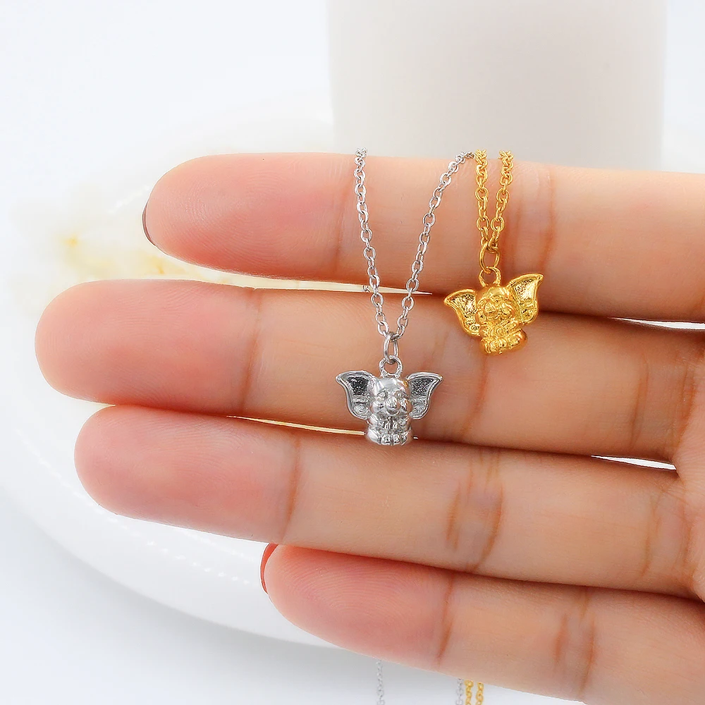 

Stainless Steel Elephant Pendant Necklace for Women Delicate Ornaments Fashion Jewelry Charming Collar DIY Accessories YS172