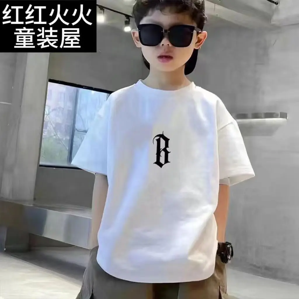 Футболка хлопковая с коротким рукавом и принтом свободного покроя