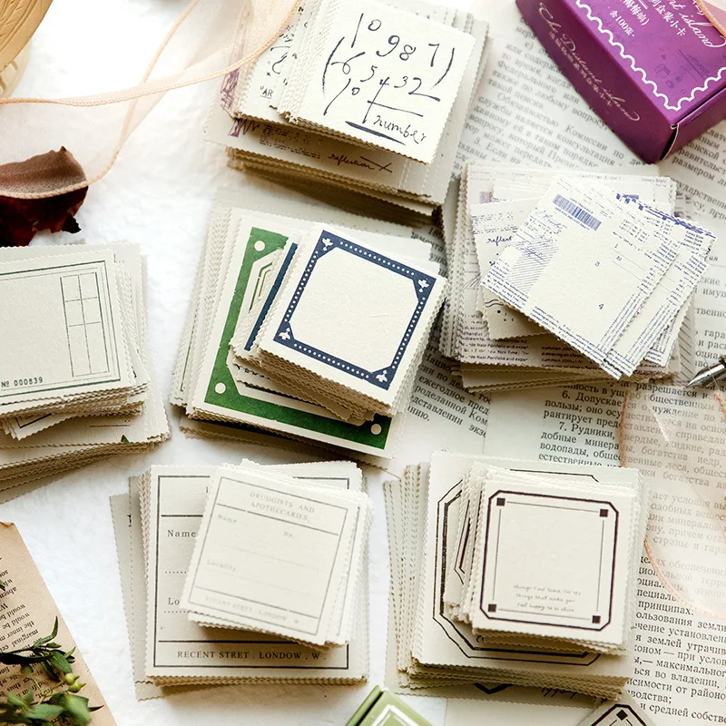 

Vintage Writable Paper Frame Memo Pad Deco Material Paper Scrapbooking Collage Diary Junk Journaling Aesthetic Label Card Paper