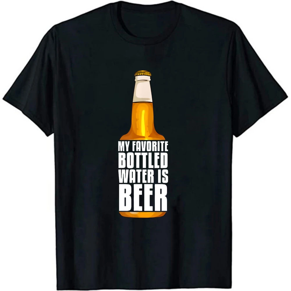

My Favorite Bottled Water Is Beer! Funny Beer T-Shirt Hipster Beer Lover Short Sleeves Tee Shirt Beer Bottles Graphic Top