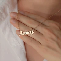 customized fashion stainless steel name letter necklace personalized gold choker necklace pendant nameplate cable chain jewelry