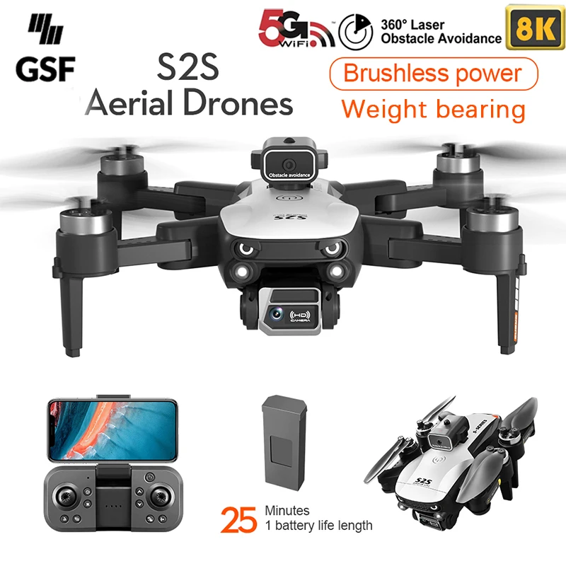 

GSF New S2S Professional Drone 5G 8K HD ESC Camera Obstacle Avoidance Helicopter FPV Optical Flow RC Quadcopter Dron Toy Gift