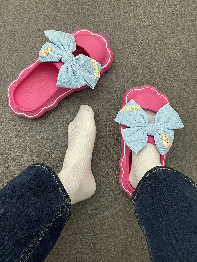 

Шлепанцы женские летние на платформе, с бантом-бабочкой