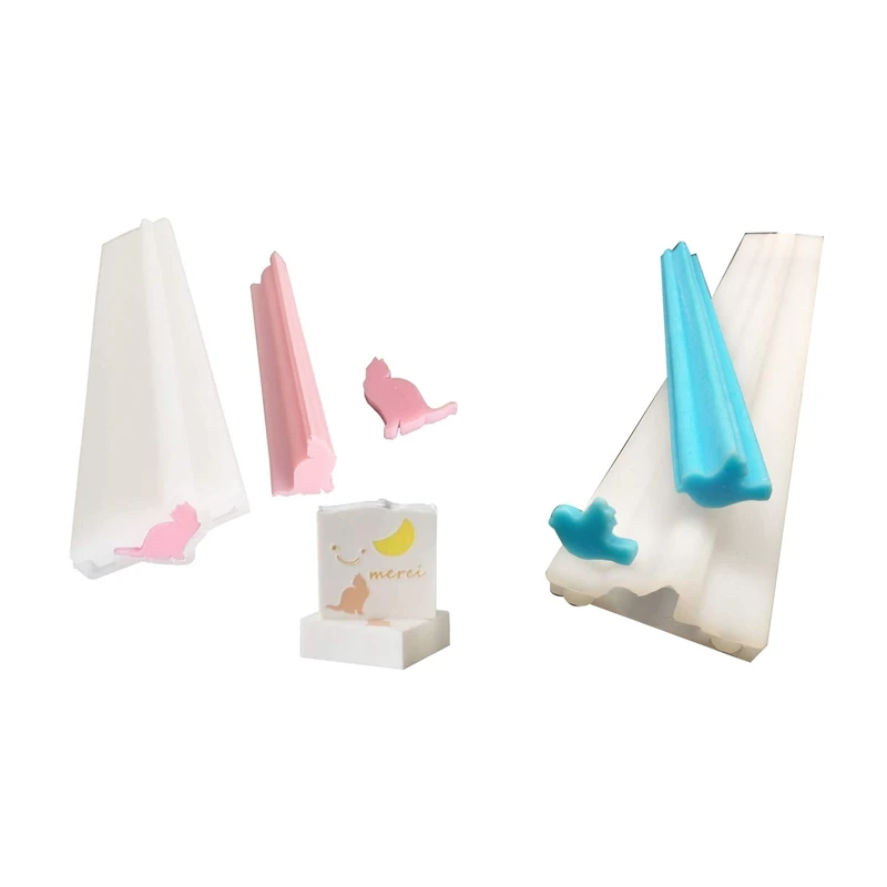 

2 шт., силиконовая форма для мыла и свечи в форме маленькой кошки и птицы