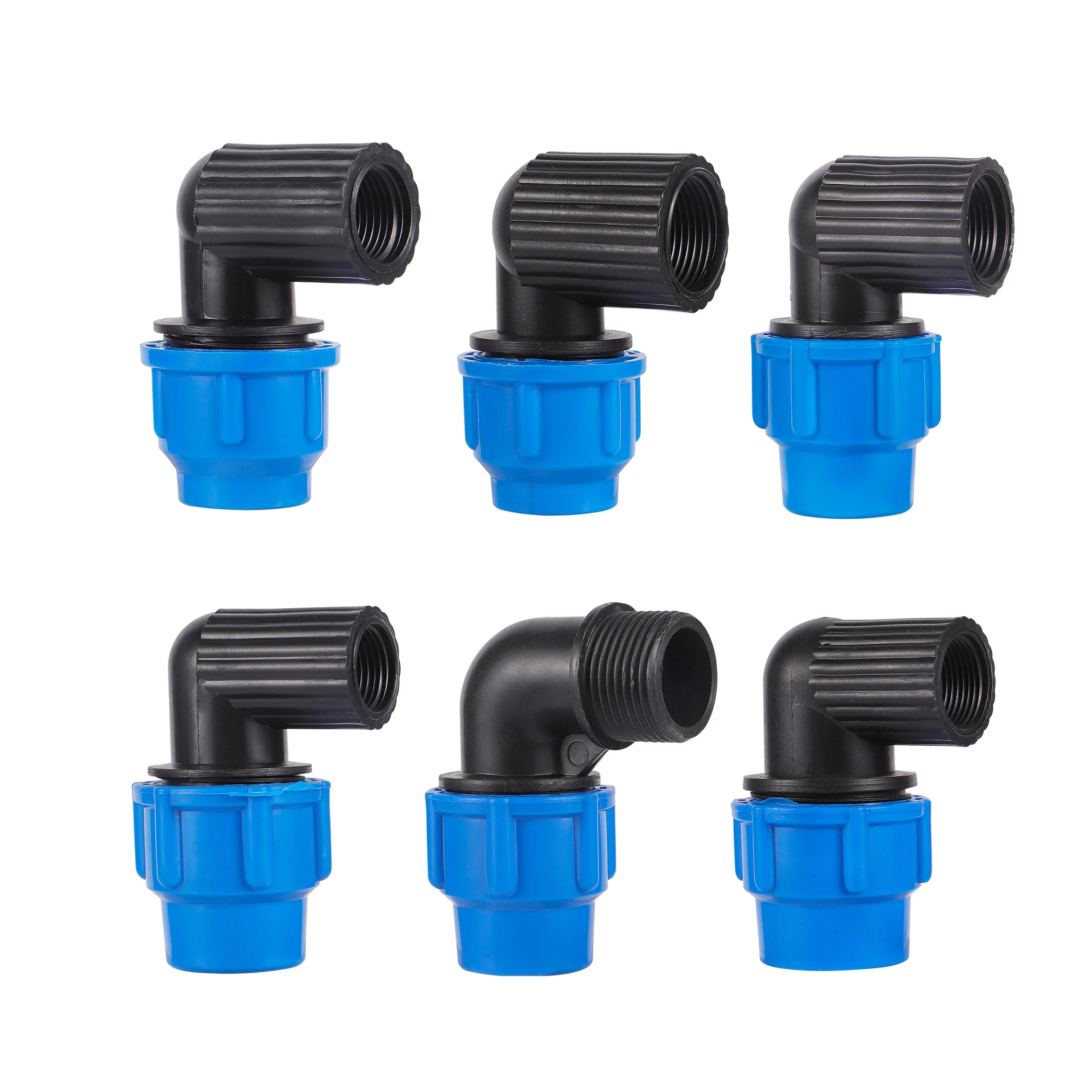 

Female Thread 1/2" 3/4" 20/25/32mm Male Thread 1" Elbow Reducing Connector Garden Agriculture Irrigation PE elbow pipe connector