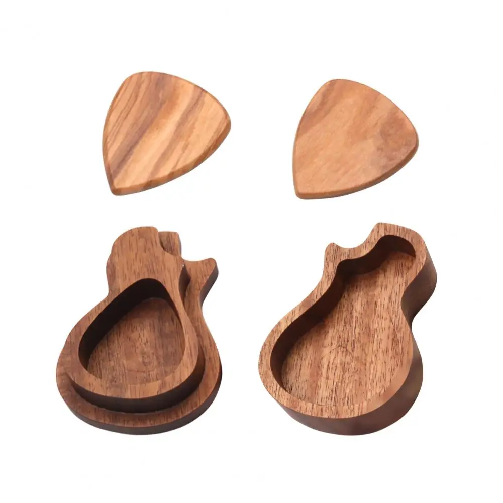 

1 Set Guitar Pick Box Anti-Scratch Large Space Compact Guitar Pick Holder Wooden Plectrum Storage Case