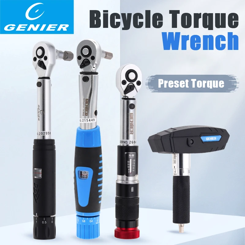 

GENIER Bicycle Repair Wrench Tool Road Mountain Bike Inner Hexagonal Plum Blossom Preset Torque Wrench 2-24Nm