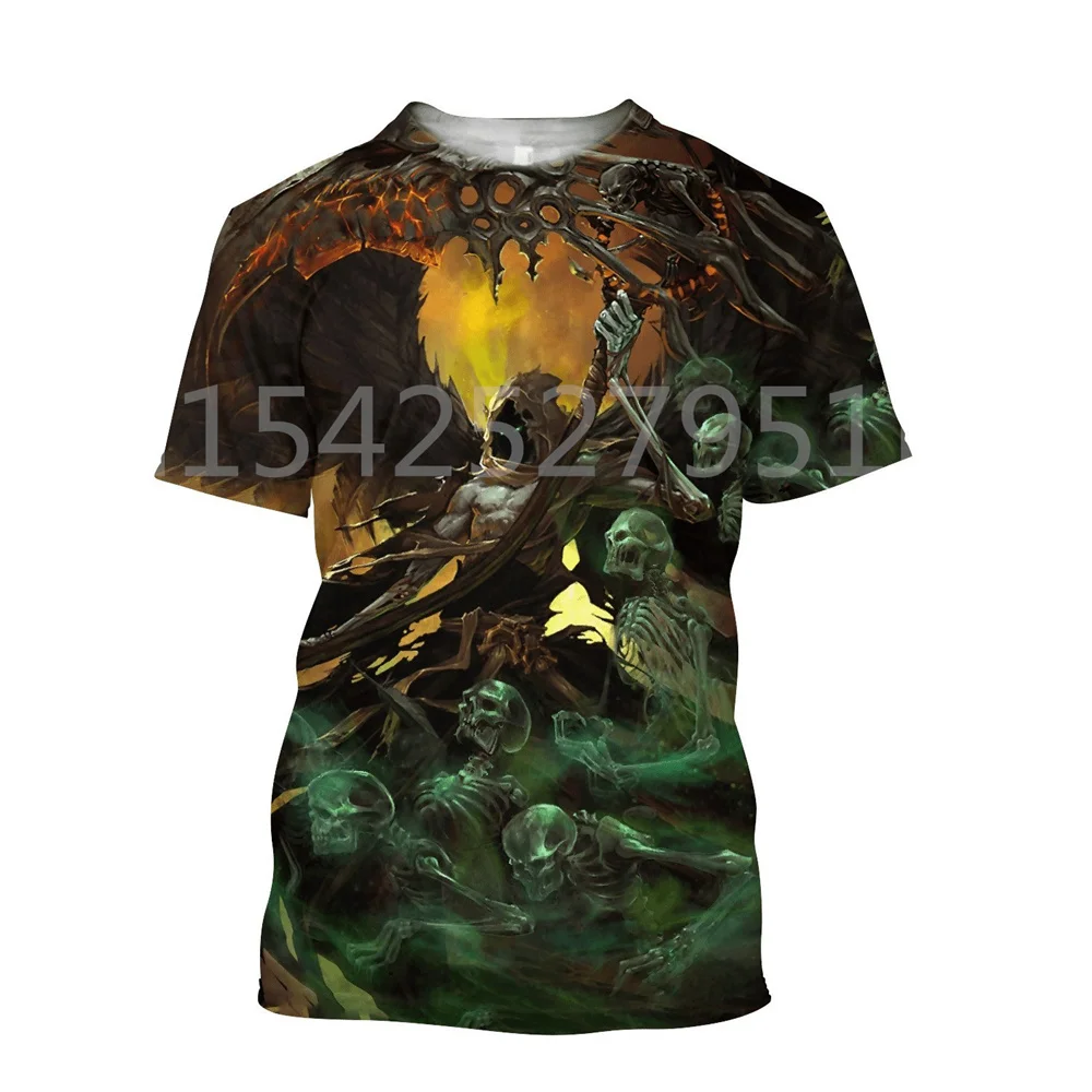 

2022 Men's New Casual T-shirt Fashion Short Sleeve Reaper Scythe Top 3D Printing Shirt Men's Top Oversized Hip Hop T-shirt