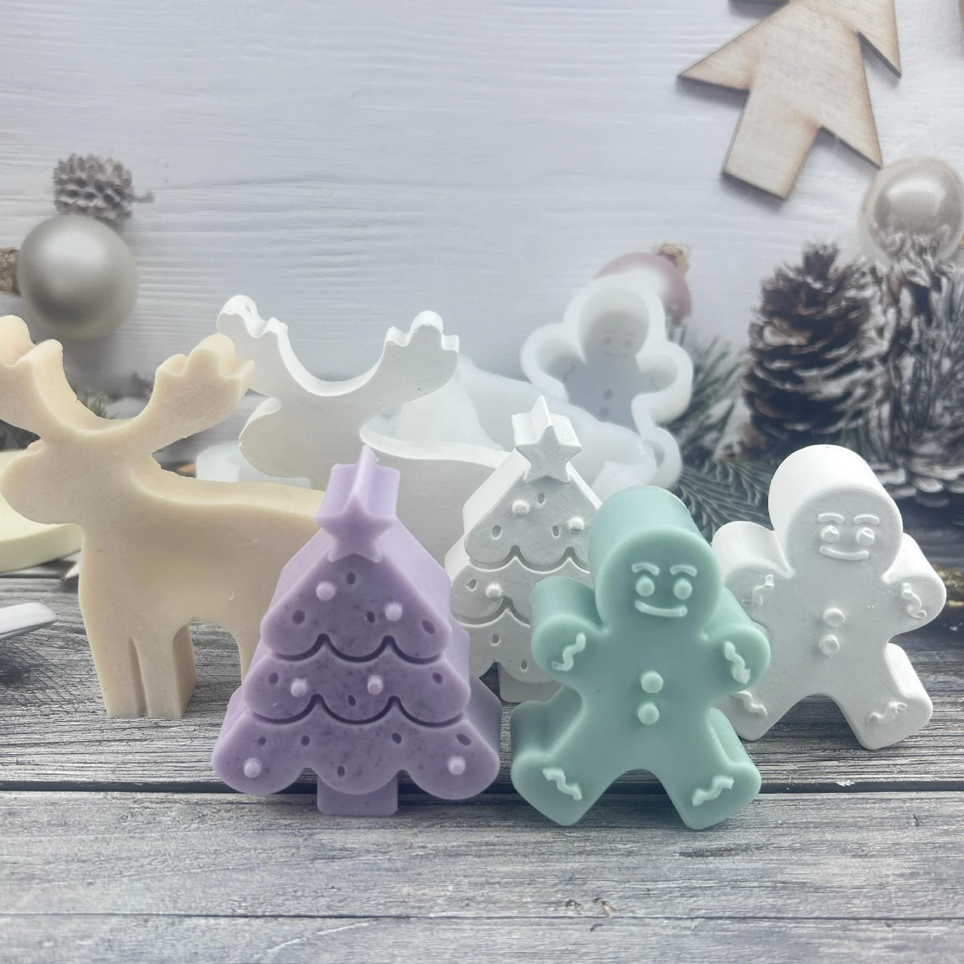 3D Рождественская елка лось имбирный хлеб человек Ароматизированная свеча