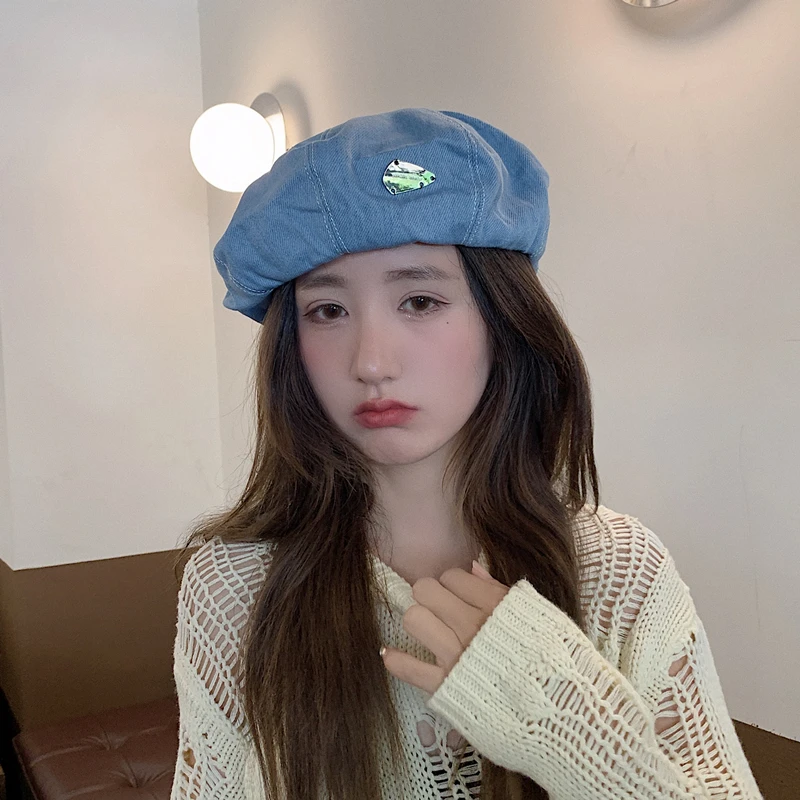 

Denim Beret for Women Autumn and Winter Thin Makes Her Face Look Smaller