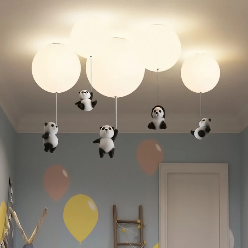 Modern Panda Pendant Lights Glass Balloon Hanging Lamp Kitchen Ceiling Lighting Kids Bedroom Children's Room Living Room Decor