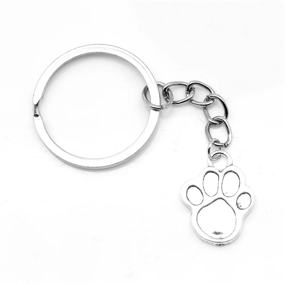 

1pcs Antique Silver Color 17x22mm Dog Paw Keychain Handmade Jewerly Diy