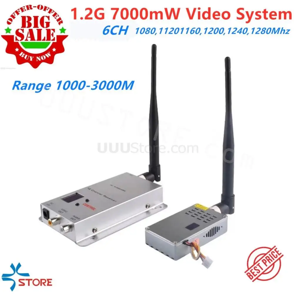 

7W 6CH 1.2G Wireless cctv transceiver Video System for Video Audio Transmitter image transmission FPV transmitter Drone