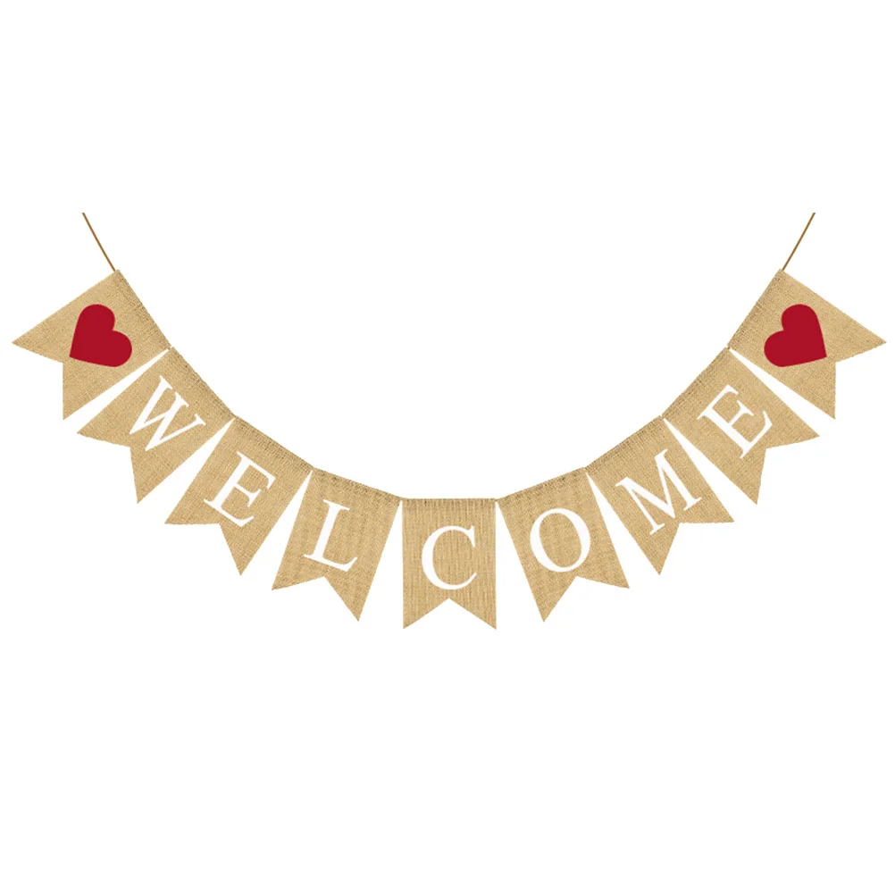 

Banner Welcome Weddingburlap Party Garland Classroom Office Flag Decor Hanging Sign Bunting Swallowtail Engagement Decoration