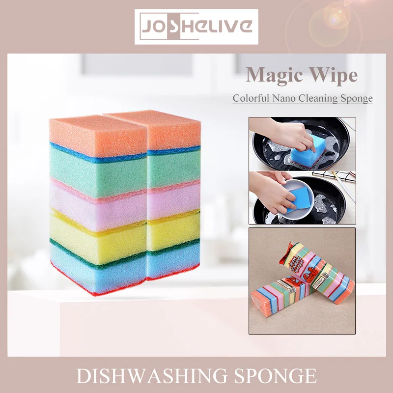 

Разноцветная губка для мытья посуды, многоразовый прибор для чистки кухни с сильным водопоглощением