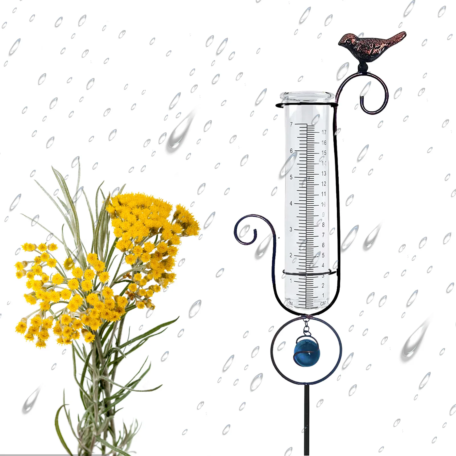 

Bird Shape Rain Gauge Rain Gauge Bird Shape With Tubes For Garden Yard Deck Outdoors Fence Decoration No Assembly Rain Measure