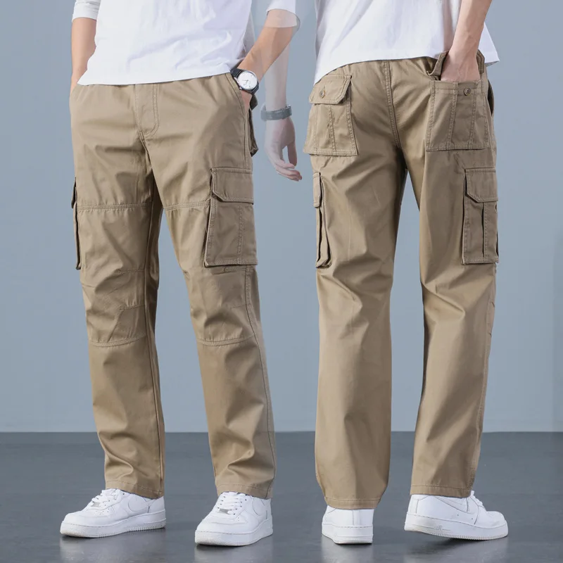 

Brand Casual Pants Men Cargo Pants Cotton Loose Solid Trousers Mens Pants Overalls Multi Pocket Straight Joggers Homme 6XL E498