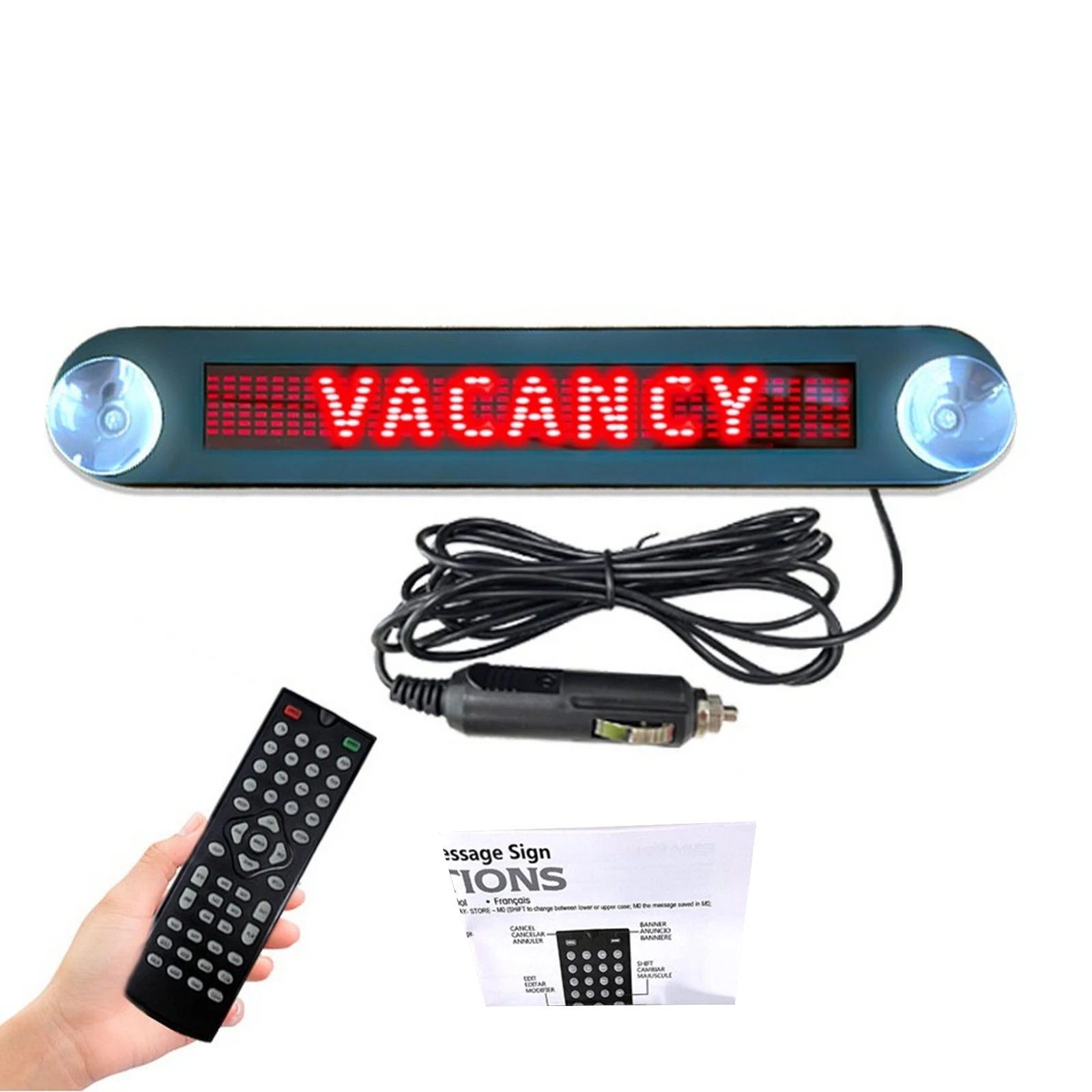 12V Car Interior LED Advertising Light Taxi Panels Sign Rear Window Lamp Programmable Scrolling Message LED Display Board