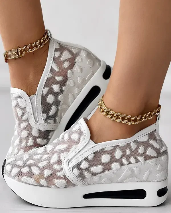 Lace Flats Platform Women Sport Shoes Mesh Breathable Sneakers 2023 Summer New Casual Sandals Running Beach Rocking Dance Shoes