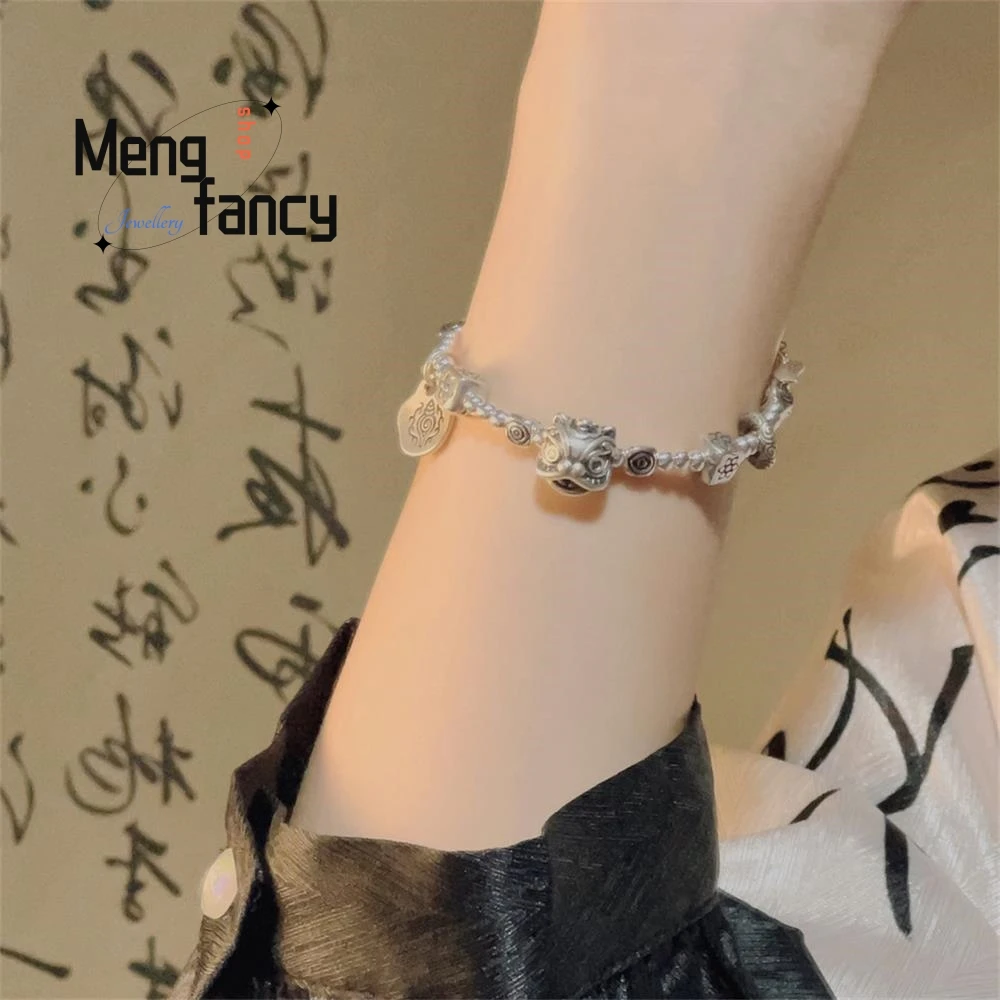 Новый модный трендовый браслет с Львом китайская Ретро парная простая