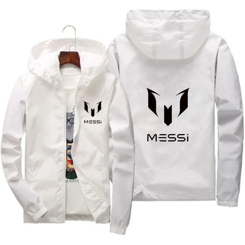 2022 Spring bomb men's Hooded Jacket Messi print slide sportswear slim fit patchwork windbreak jacket fitness jacket men's wear