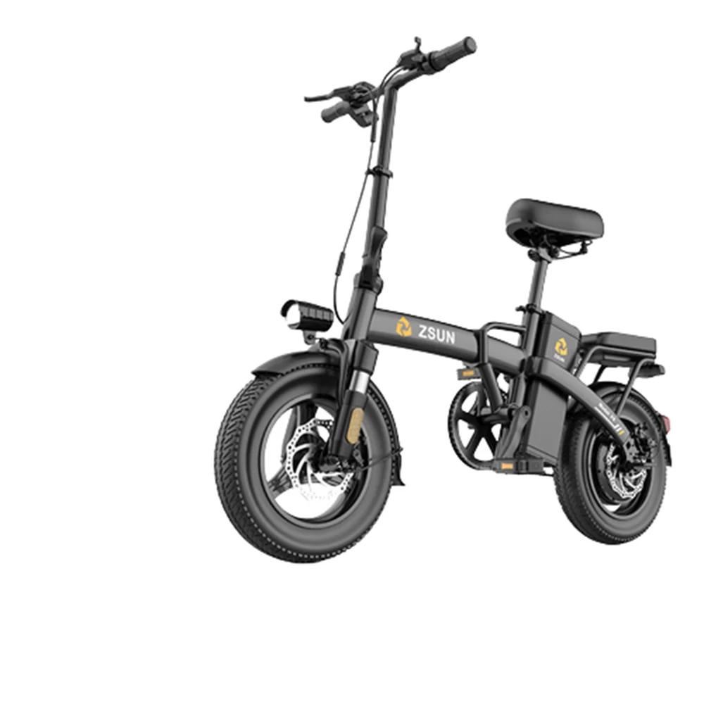 

48V Electric Bicycles Foldable e-Bike Damping With Dual Disc Brake Detachable Battery High Carbon Steel Frame