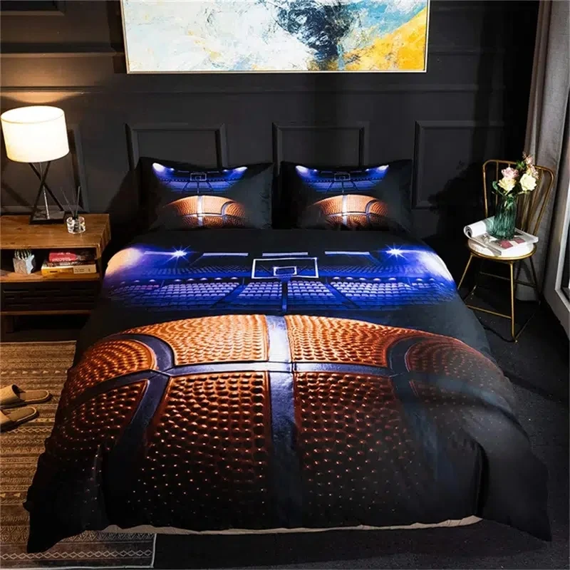 

Basketball Printed Duvet Cover Set, 1 Duvet Cover And 2 Pillowcases, Bedding Set For All Seasons