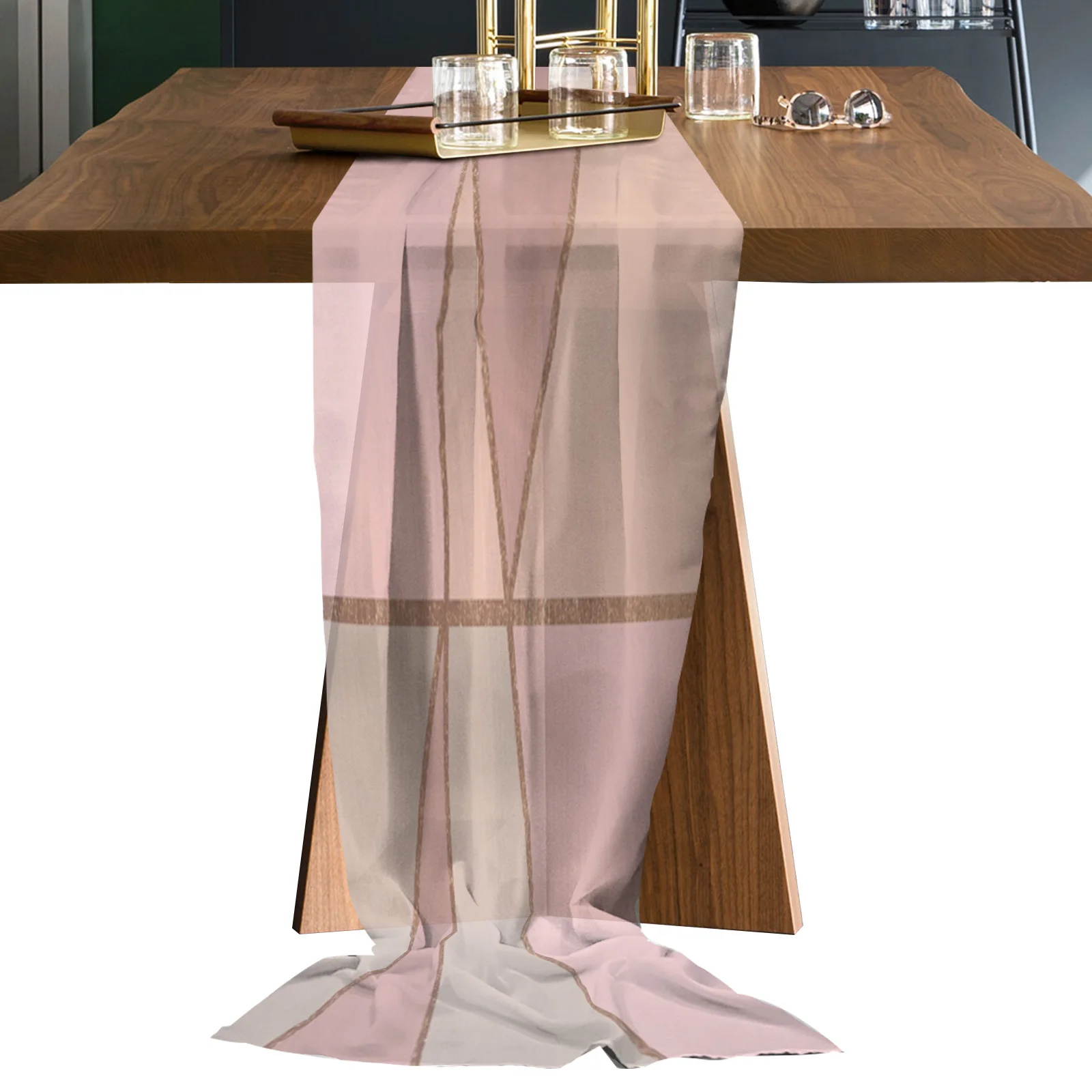 

Мраморные Геометрические линии, шифоновая настольная дорожка для кухни, гостиной, Свадебный кофейный столик, Декор, печатная марлевая наст...