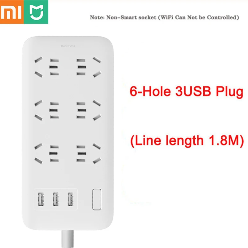 Фото Удлинитель Xiaomi Mi Topo, 1,8 м, 6 розеток, 10 А, 250 В, 2500 Вт, 3USB-порта, 5 В, 2,1 А, быстрая зарядка, защита от перегрузки, высокое качество №1