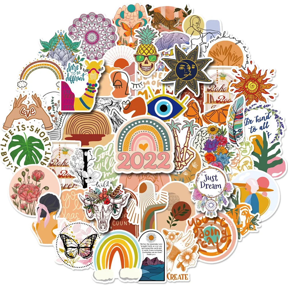 

10/30/50PCS Cartoon Bohemian Girl Cute Small Fresh Graffiti Sticker Bicycle Scooter Car Helmet Laptop Computer Wholesale