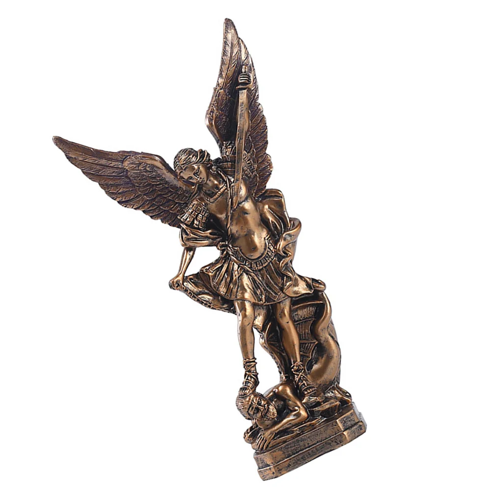 

Statue Michael Archangel Sculpture St Religious Figurines Figurine The Angel Garden Resin Tramples Arcangel Miguel Outdoor
