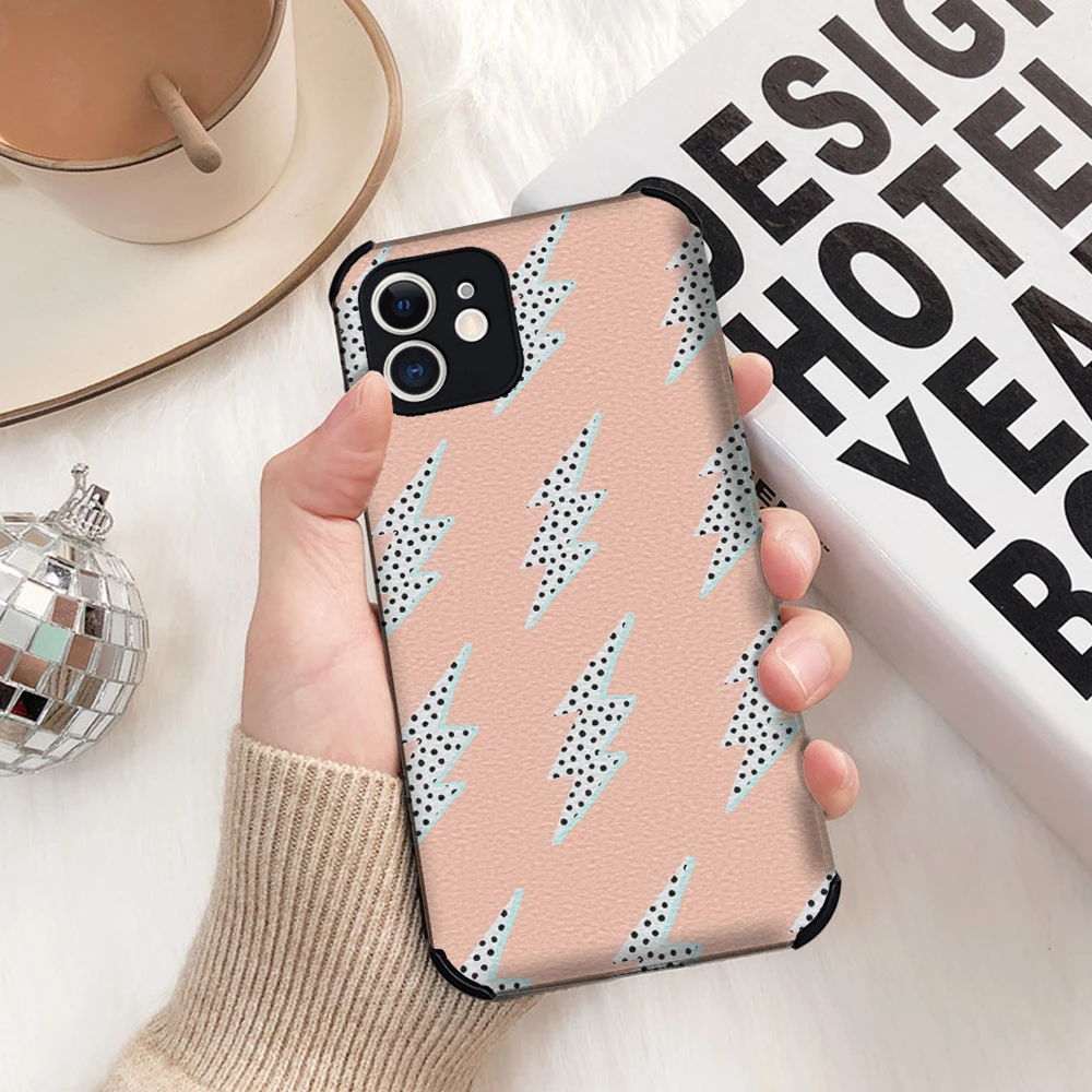 

For IPhone Lambskin Four-Corner phone Case For IPhone 13 12 11 Pro Max XR X XS Mini 7 8 6Plus SE 2020 Cute lightning Soft Covers