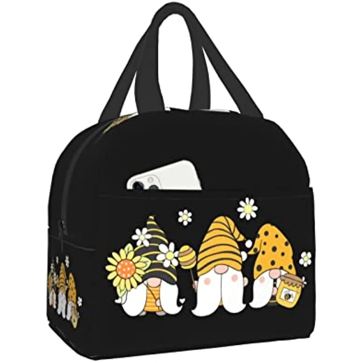 

Sunflower with Bee Cute Gnome Insulated Lunch Box Reusable Lunch Bags Meal Portable Container Tote for Men Women Work School