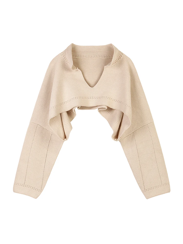 

New Korean Style V-neck Short Knitted Sweaters Women Autumn Fashion Long Sleeve Sexy Streetwear Outerwear Female Crop Sweater